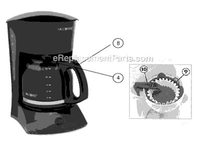 Page A Diagram and Parts List for CG13  Mr Coffee Coffee Maker